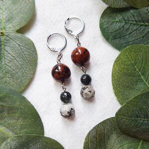 Whimsigoth Gemstone Dangle Earrings – Mahogany Obsidian & Jasper Gemstone Drops